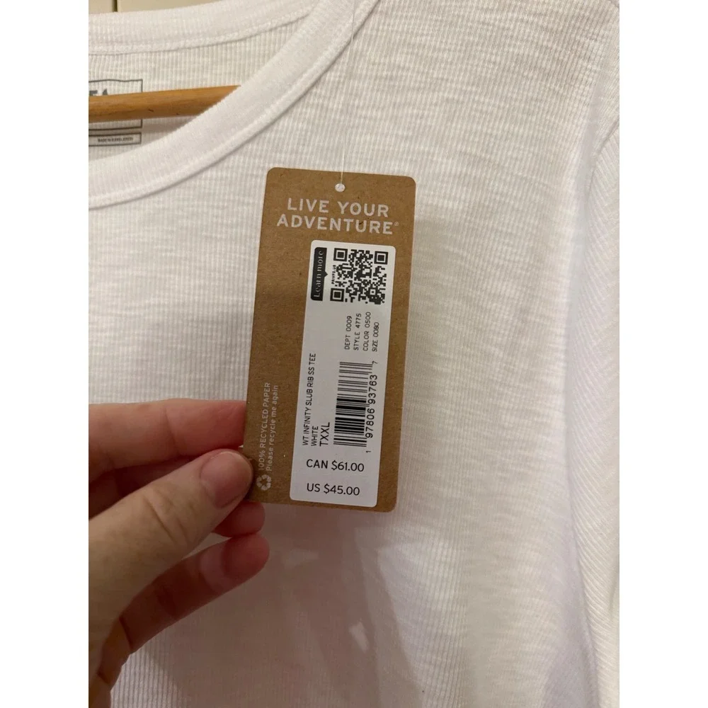 Eddie Bauer Wms White Casual Slub Rib SS 2XLT Top/T-Shirt Gorpcore NWT‎ Tall
